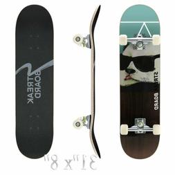 31''x 8'' Complete PANDA Skateboard Double Kick Deck Concave
