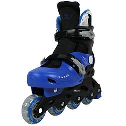 Krown Kids Adjustable Inline Skates, Black/Blue, Medium