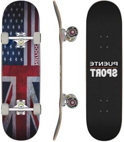 PUENTE Complete Skateboards, 31 inch Pro Skateboard for Tric