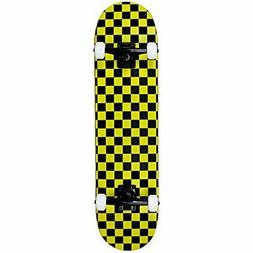 PRO Skateboard Complete Pre-Built CHECKER PATTERN Black/Yell